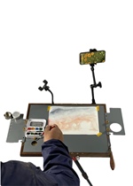 Wooden pure handmade indoor solid wood multi-functional color box palette can be connected to a tripod for large-area oil painting