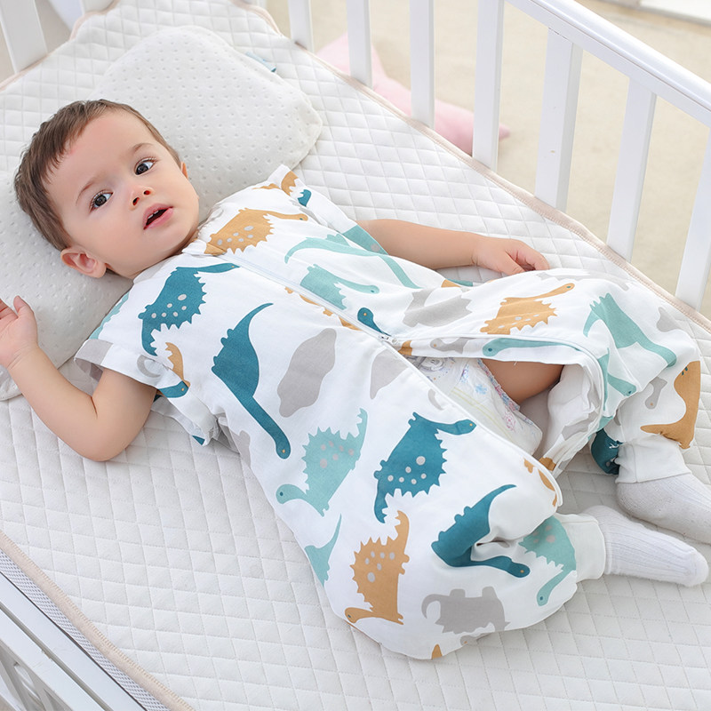 Baby split leg sleeping bag baby sleeping bag autumn and winter anti-kick quilt thickened newborn children's cotton spring and autumn
