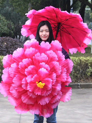 Зонтик с цветком пиона, танцевальный реквизит, зонтик для выступления на сцене, цветок пиона, вечерние цветы, церемония открытия, представление, зонтик с цветком пиона