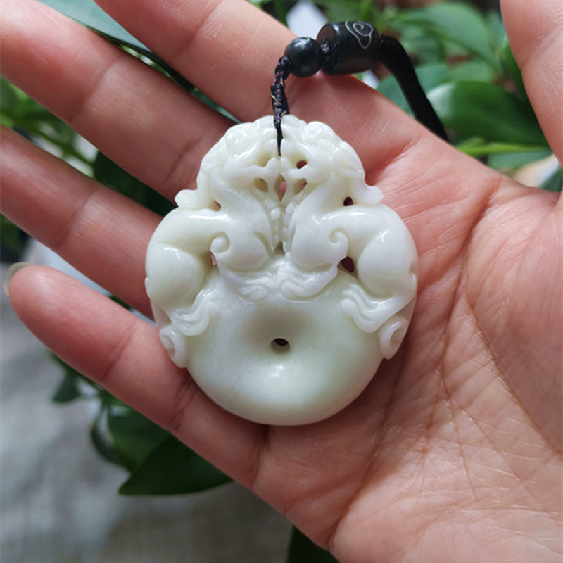 Blue Fields Jade Double in Xi'an, Shaanxi Province, Ping An Jade Pendant Blue Fields Jade Flagship Store Jade Pendant 41*49