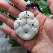 Shaanxi Xian Lantian Jade Double Pingan buckle jade pendant Lantian Jade flagship store jade pendant 41*49