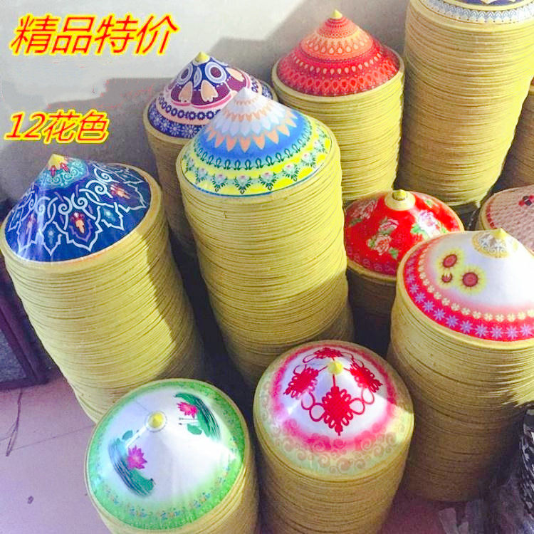 Bamboo hat hat shade painted hat dance decoration hat children's kindergarten performance stage performance props hat