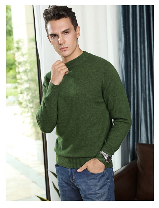 Mùa thu và mùa đông áo len cashmere mới cho nam áo len nửa cổ áo thun ngắn màu rắn kinh doanh áo len dài tay giản dị blazer nam