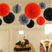 Halloween creative decoration shop mall layout honeycomb ball lantern paper fan flower ball hanging ornaments pendant