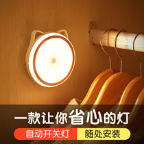 led intelligent sensor light human body home aisle voice-controlled rechargeable wireless wardrobe corridor toilet staircase corridor