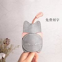 Lớp da bò đầu tiên dễ thương mèo móc túi da sáng tạo sương mù sáp da xe chìa khóa túi quà handmade ví móc khóa da