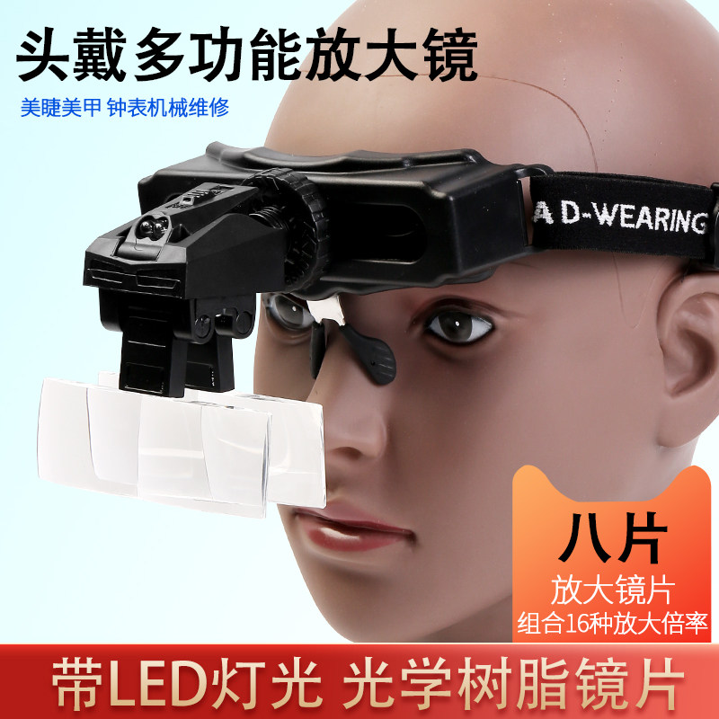 头戴眼镜式高倍28倍放大镜led灯阅读家电钟表元件手机维修牙科用