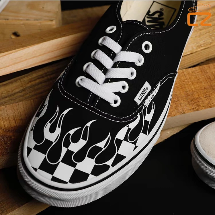 Vans os sk8 cao giúp aut một bàn đạp nước thả ngọn lửa kiểm tra cổ điển cao và thấp giúp giày vải - Plimsolls