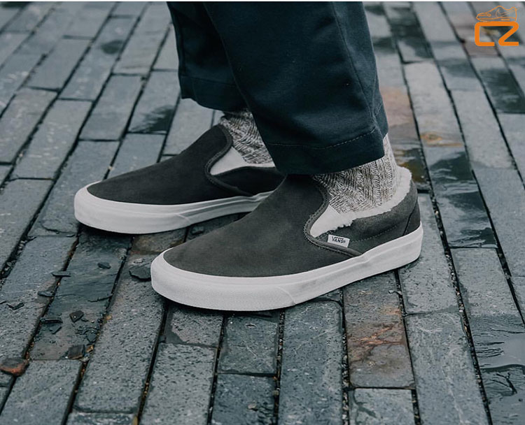 Vans một bàn đạp quân đội màu xanh lá cây màu xanh đầy đủ lông cộng với nhung dày nam và nữ mùa thu mùa đông giày vải thấp mẫu giày thể thao nam đẹp
