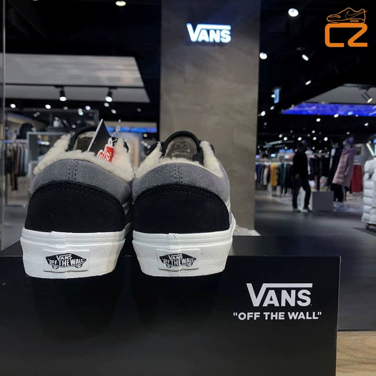 Vans OS low-top xanh xanh mùa thu đông và mùa đông cộng với nhung dày nam nữ giày đế thấp cổ điển - Plimsolls