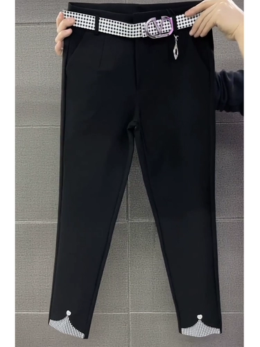 Весенние черные штаны, костюм для отдыха, большой размер, высокая талия