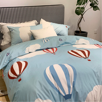 Total Cotton Cartoon Single Products Kids Quilt Cover Pillowcase Four Sets Pure cotton minimalist about single double student Dormitory quilt cover sheet