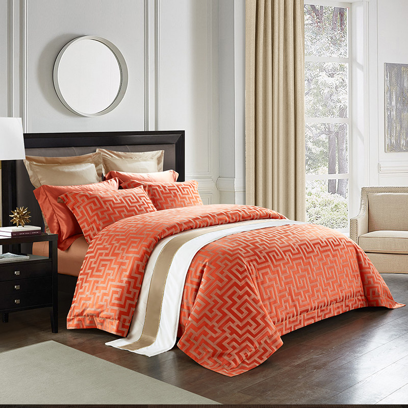 Italy imports upscale 140 All cotton Egyptian cotton horse cotton color weave jacquard-like board room Wedding Four-piece group