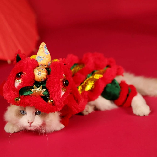 Pet Cat, собака Dog Dance Dance Lion Duplicate Lion Одежда. Сетка красные, как цветы, тот же средний согнутый собачья колокол Lion Service