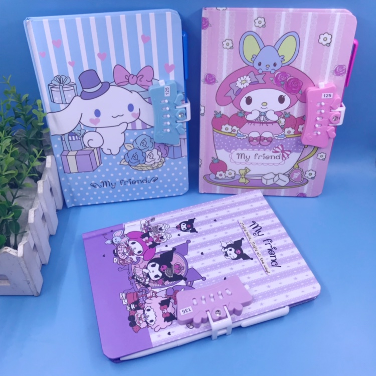 Triple Lull Big Number with lock password This notebook notepad Primary school Children's cute stationery Handbooks This delivery pen-Taobao