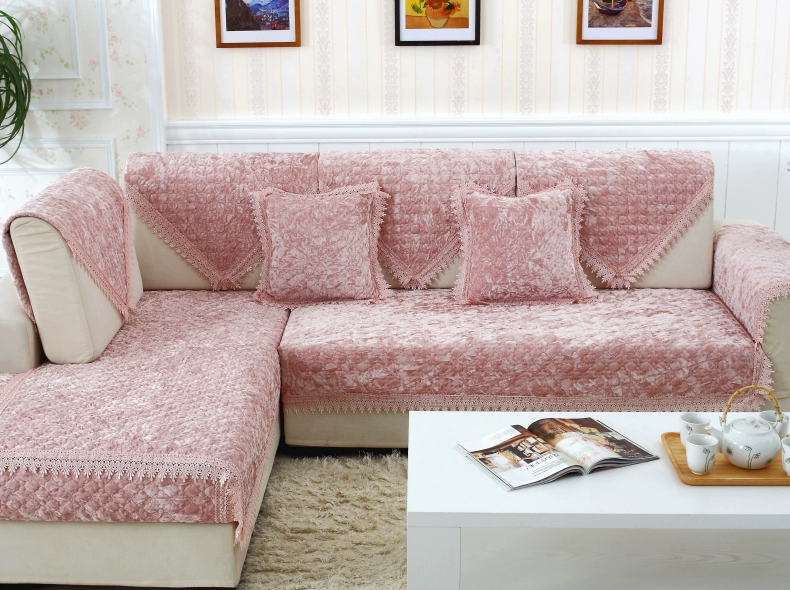 Sofa nhung vàng châu Âu đệm vải thời trang sofa chống trượt đệm da sofa bọc ren sang trọng khăn sofa - Ghế đệm / đệm Sofa thảm trải bàn ghế gỗ
