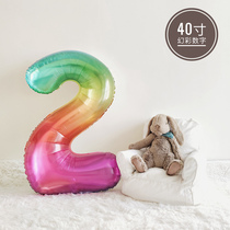 Biggift Baby ~ ins Big Number Colorful Bifacial Birthday 40 Inch Digital Balloon Party Photo Decoration Props