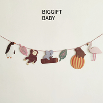 BIGGIFT Big Orange ~ cartoon animal birthday party pull flag wall decoration pull flower flag