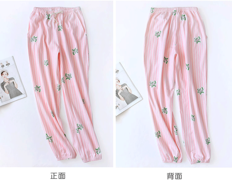 Mùa xuân và mùa thu đồ ngủ cotton phụ nữ tươi mát mùa đông sưởi ấm phòng đan bông khép kín bông chùm chân quần nhà baggy nam