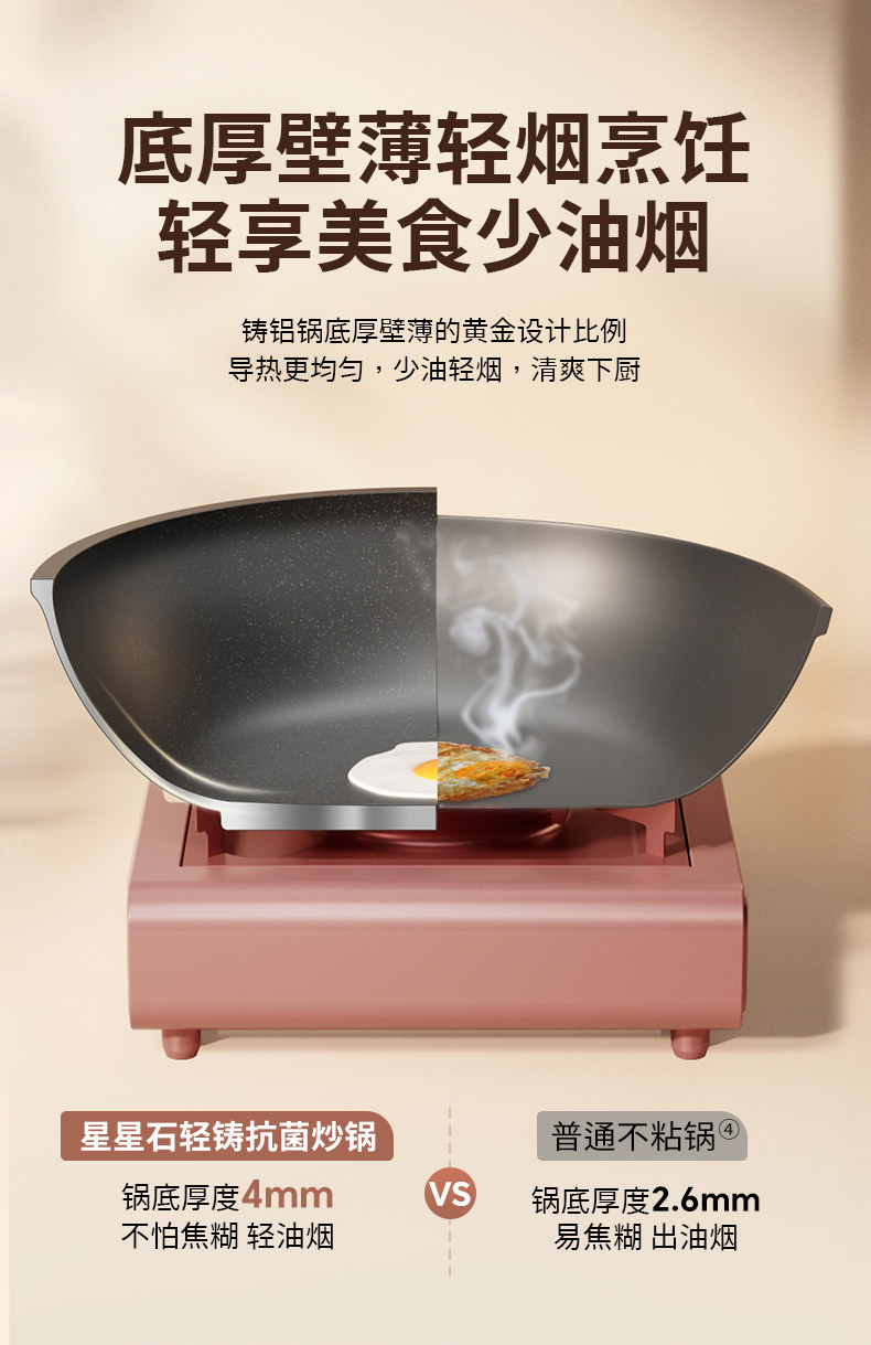 安享好物 安享B级炒锅-苏泊尔星星石 抗菌炒锅  