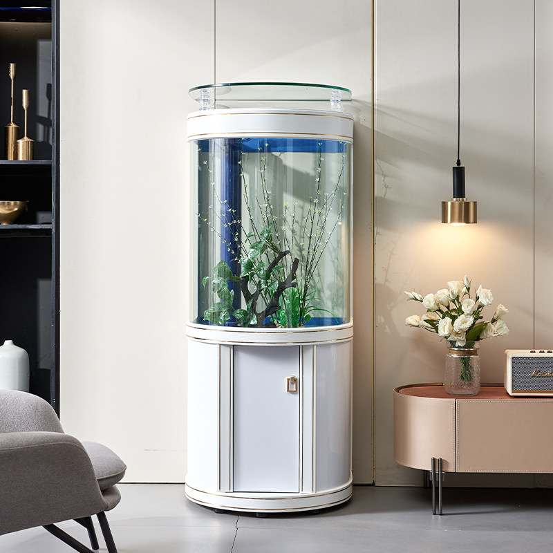 Light luxury semi-circular arc bottom filter fish tank living room home small and medium-sized ecological aquarium office glass goldfish tank