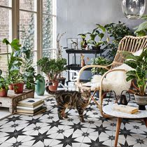 Simple modern black and white stars small tiles 300x300 Bathroom Kitchen background wall tiles balcony non-slip floor tiles