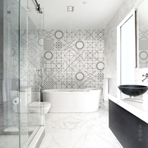 Nordic modern black and white geometric lines tiles 300 Japanese style minimalist kitchen bathroom wall tiles retro tiles
