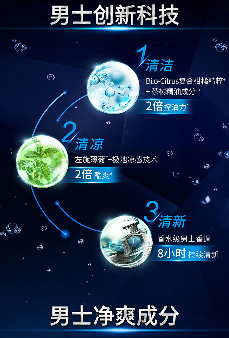 清扬 男士净澈劲爽香氛沐浴露 700g 图4