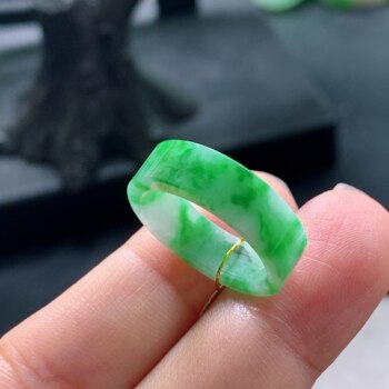 No. 11 myanmar natural a-grade jadeite t1271 inner diameter 16.4-5.6-2.3mm green square ring