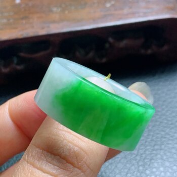 No. 27-29 burmese natural a-grade jadeite t1132 inner diameter 22.4mm zhengyang green half mountain water ring