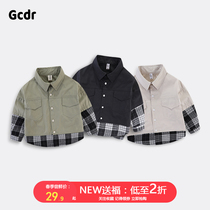 Childrens shirt Boys  shirt Long sleeve cotton autumn jacket Childrens stitching top Baby thin Foreign style childrens clothing