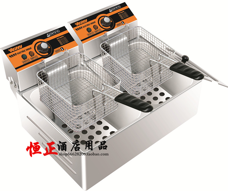 Double-cylinder fryer Huili double-cylinder double-screen electric fryer electric fryer commercial fryer double-cylinder fryer 11 liters