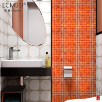 New Chinese style classical orange red retro glass mosaic bathroom toilet swimming pool tile pool background wall