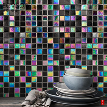 Mosaic American glass black illusion non-slip kitchen bathroom floor tiles Nordic bathroom wall tiles self-adhesive wall stickers