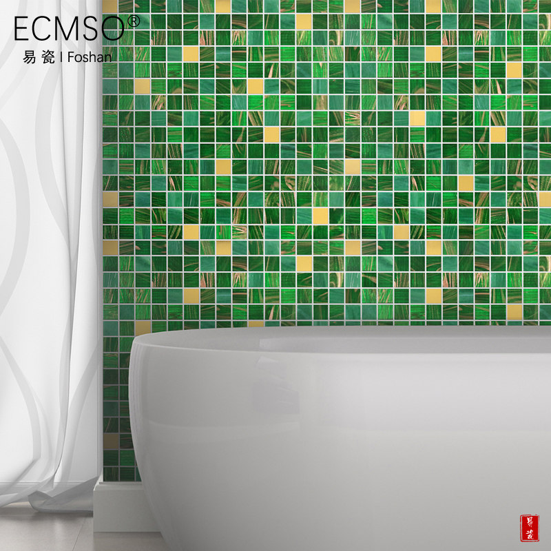 Nordic Grass Green Glass Mosaic Kitchen Guard Balcony Make-up Room Floor Tile Wall Brick Hotel Fields Garden Pool Tiles