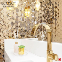 Nordic Bathrooms Large Hexagon Gold Stainless Steel Mosaic Kitchen Background Wall Metal Tile Folk Handmade Brick