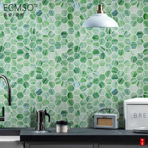 Green hexagonal American pastoral glass mosaic Nordic kitchen tile pool toilet floor tile balcony six sides