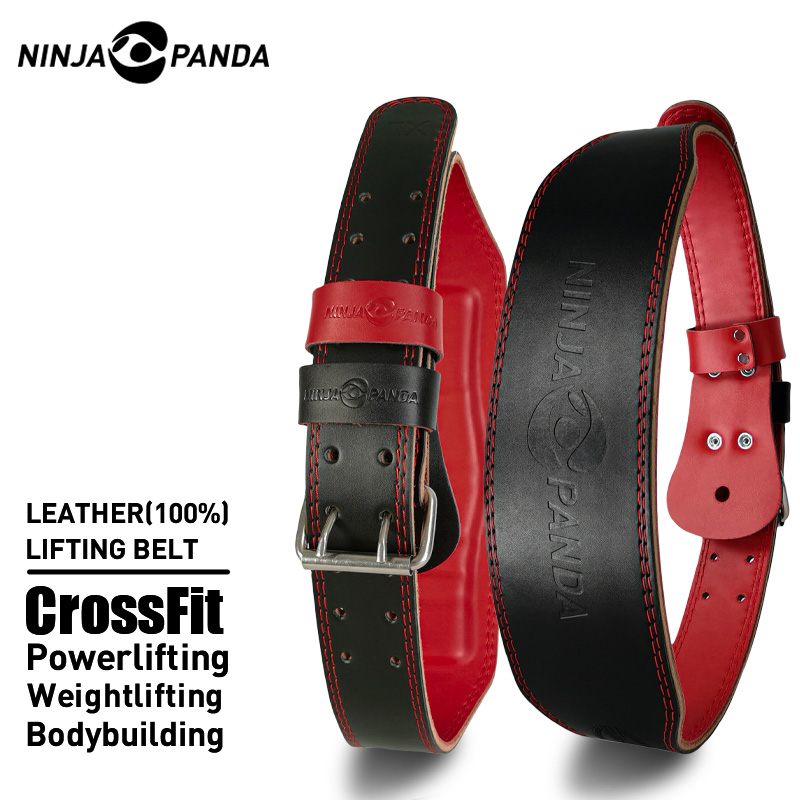 NinjaPanda cow leather fitness nursing belt CrossFit training strength Weightlifting Sport Hard Pull Deep Squats