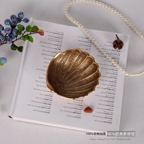 India imported brass hand-carved shell-shaped storage plate jewelry plate creative pure copper ashtray decorative ornaments
