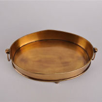 India imported pure copper brass tray European and American handmade binaural fruit plate storage plate Coffee table decorative ornaments