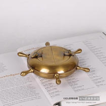 European and American Indian imported pure copper handmade metal portable outdoor business rudder brass ashtray