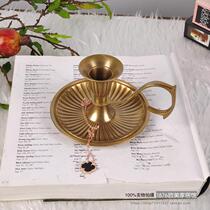 India imported Nordic American Brass pure Copper All copper simple ribbon bouquet small candle holder Jewelry storage plate ornaments