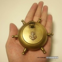 European and American Indian imported pure copper handmade retro metal outdoor travel convenient mini boat rudder ashtray