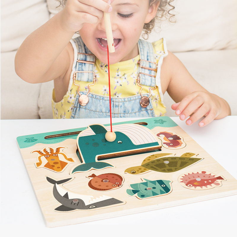 mideerLets go fishing children Magnetic fishing toy suit insert plate dedicated to exercise