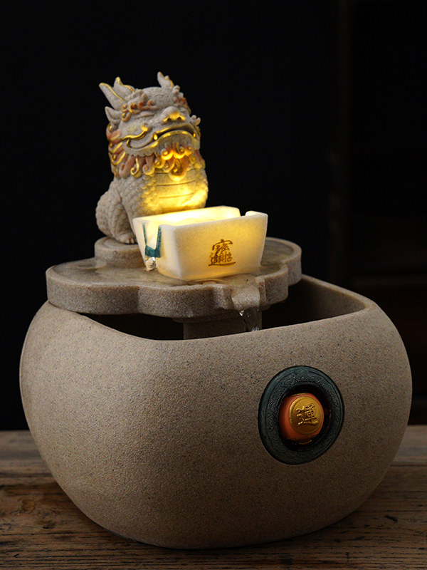 貔貅流水摆件循环中式玄关办公室桌面茶台喷泉装饰送礼树脂工艺