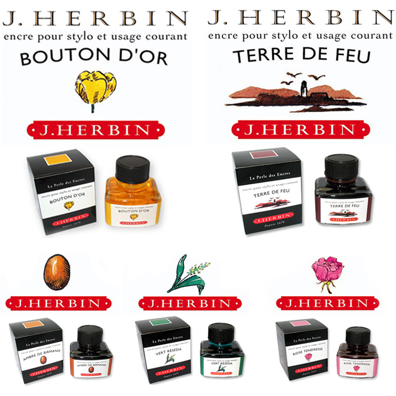 French J HERBIN D series ink color dye pen ink Non-carbon unblocked pen 30ml color ink