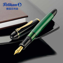 Pelikan German Baili gold M120 black green resin pen gilded flower tip pen ink pen re-engraved