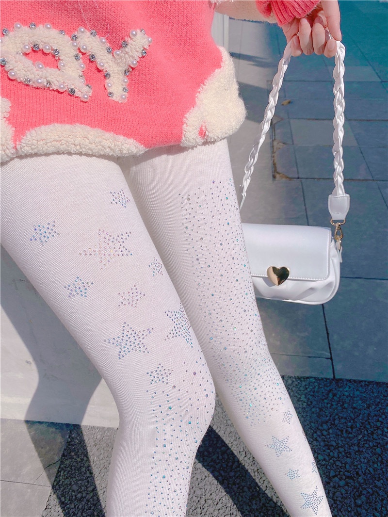 Autumn Winter Warm And Hot drilling silk stocking Stars Water Drill Underpants Women Plus Suede Thickened Cashmere Pantyhose External Wearing Socks Socks-Taobao
