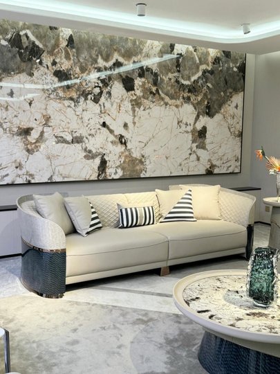 Italian Accessible Luxury Leather Sofa Villa Living Room First Layer Cowhide Suitable for Givenchy Furniture Bentley Large Flat Sofa