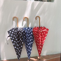 Foreign trade factory) Thief strong 12 bone long handle wave dot retro Korean fresh parasol umbrella umbrella umbrella